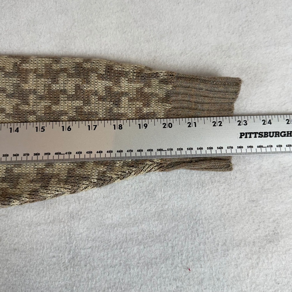 Panhandle Slim Men's Vintage Horse Graphic Houndstooth Knit Sweater Brown Tan M - Picture 5 of 6